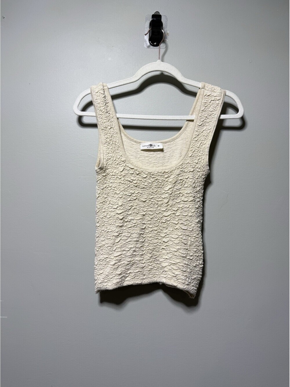 Natural Life Danielle Square Neck Tank Top Cream M Boho Basic Minimalist